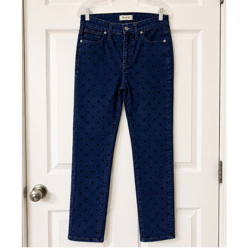 Madewell 9” High-Rise Skinny Jeans Size 29 Polka Dot Dark Wash Denim